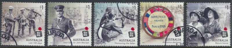 Australia 2018 Armistice - Military CTO set full gum  ordinary gum  -   as pe...