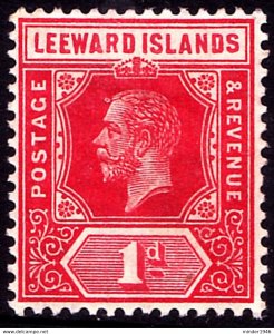 LEEWARD ISLANDS 1915 KGV 1d Bright Scarlet SG48a MH