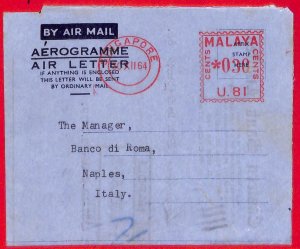 aa5138 - MALAYSIA - POSTAL HISTORY - Printed AEROGRAMME machine postmark 1964