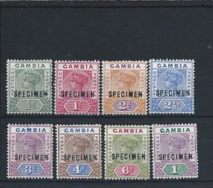 GAMBIA 1898-1902 SET OF EIGHT OVERPRINTED SPECIMEN UNUSED SG 37s/44s CAT £200