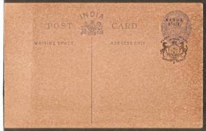 India NABHA STATE ¼An KG V Post Card ERROR - O/P Shifted up RARE Mint Coat o...