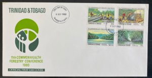 1980 Trinidad & Tobago First Day Cover FDC 11th Commonwealth Forestry Conference