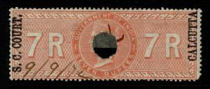 India 7R S.C. Court Calcutta, Used, BF# 61, Type C, Hinge Remnant - S2041