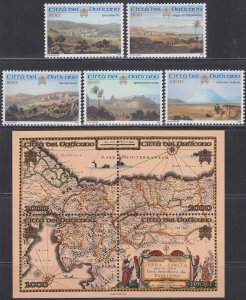 VATICAN Sc # 1107-12 CPL MNH SET of 5 & S/S HOLY PLACES IN & MAP of  ISRAEL