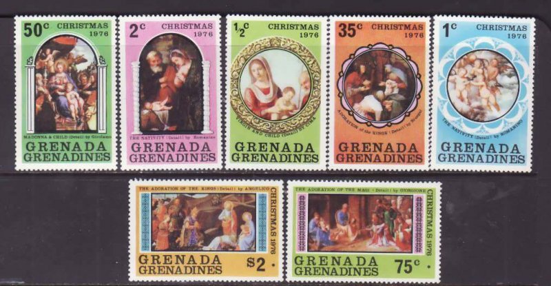 Grenada Grenadines-Sc#197-203- id9-unused NH set-Christmas-Paintings-1976-