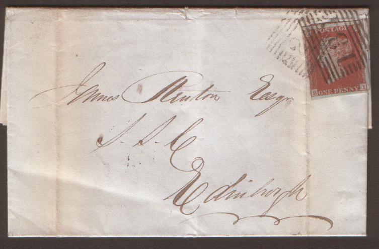 SCOTLAND 1850 EL 1d RED WITH 131 & 216 double cancel