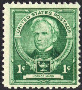 SC#869 1¢ Famous Americans: Horace Mann Single (1940) MNH