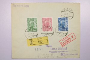 Liechtenstein 1916 Vaduz Registered Cover to Munich - L39468