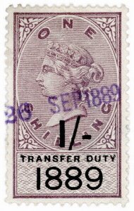 (I.B) QV Revenue : Transfer Duty 1/- (1889)