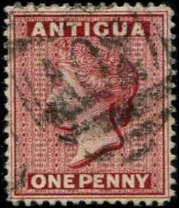 Antigua SC# 8 SG# 19 Victoria 1d wmk 1 perf 14 Used