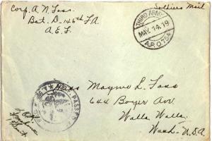 United States A.E.F. World War I Soldier's Free Mail 1919 Third Army, A.P.O. ...