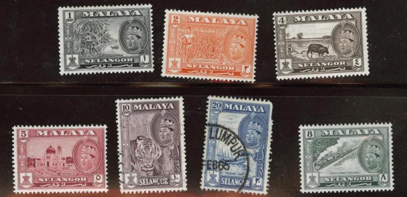 MALAYA Selangor Scott 114-120 mixed Used MH* stamp set CV$10