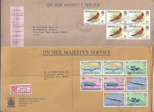 BERMUDA 1970's FOUR OFFICIAL OHMS COVER FRANKED SHIPS BIRDS PLANES ALL REGISTERE