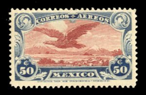 Mexico #C1 Cat$67.50, 1922 50c blue and red brown, lightly hinged