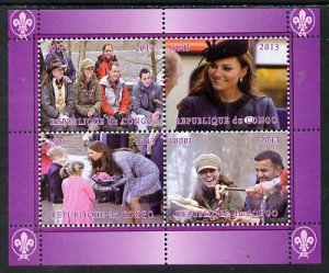 CONGO B. - 2013 - Kate, Duchess of Cambridge - Perf 4v Sheet - Mint Never Hinged