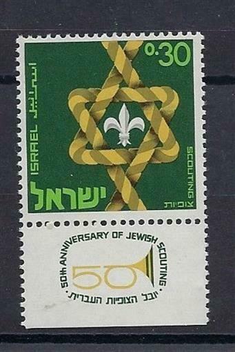 A young member of the Israel Boy and Girl Scouts Federation stand by