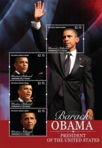 Union Island 2011 - President Barack Obama Sheet of 4 Stamps MNH