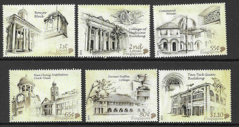 SINGAPORE SG1929/34 2010 NATIONAL DAY MONUMENTS MNH