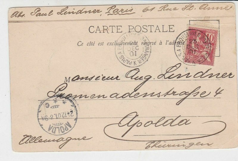 France 1901 Paris Arc de Triomphe Picture Stamps Card to Apolda Ref 31476 