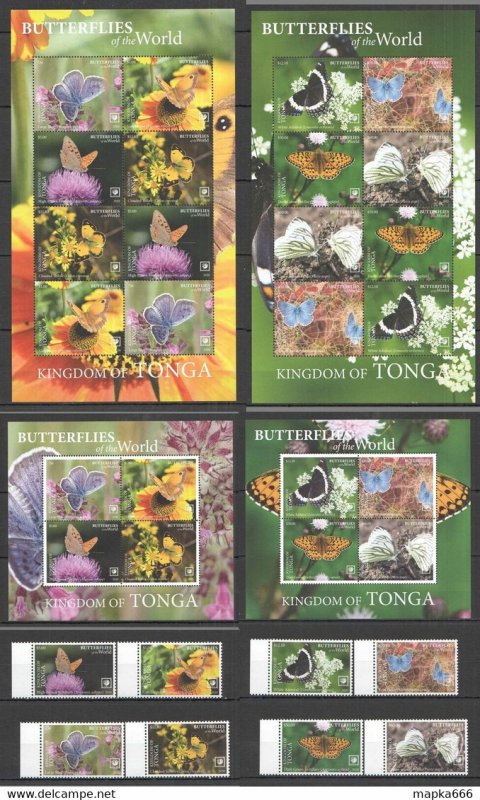 2020 Tonga Butterflies !!! Sale Flora & Fauna 2Sh+2Kb+Full Set ** Nw731-6