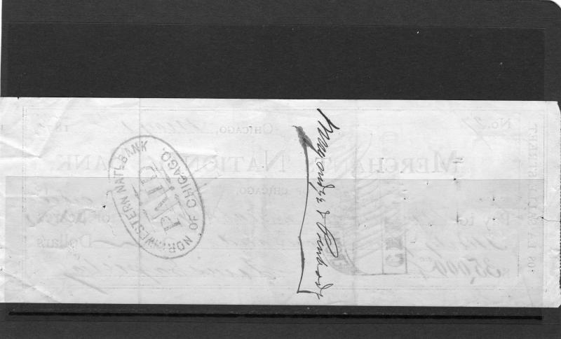 United States 1872 Revenue Stamp in a Cheque of $35000 signed by Prince Sapieha