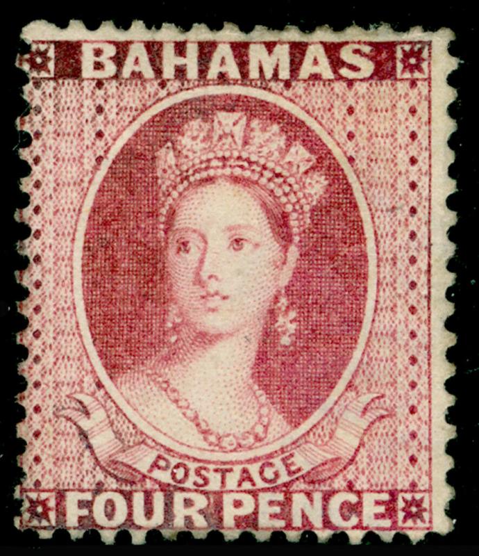 BAHAMAS SG43x, 4d Rose, UNUSED. Cat £950. REVERSED WATERMARK