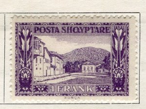 ALBANIA; 1924 early Pictorial Views issue Mint hinged 1F. value