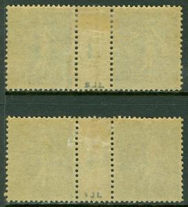 FRANCE : 1921. Yvert #161 Millesime pairs. 2 pairs each w/distinct diff. shades.