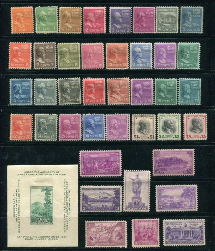 US Prexie Presidential Issue Scott 803 - 834 and 787-802,835,836 MH