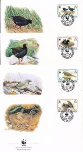 [53593] Tristan da Cunha 1991 Birds Vögel Oiseaux Ucelli WWF FDC 4 covers