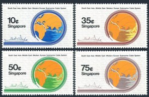 Singapore 491-494, MNH. Michel 509-512. Submarine cable, 1986. Ships, Maps.