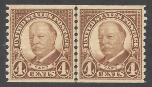 Doyle's_Stamps: MNH 1930 Coil Line Pair Taft 4c Issues, Scott #687**