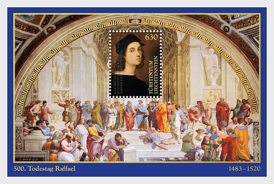 Liechtenstein stamps 2020 - 500th Anniversary of the Death of Raphael - M/S Mint