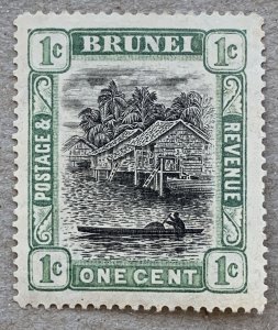 Brunei 1907 1c with REVERSED WATERMARK. Scott 13 variety. SG 23x, CV £15.00+