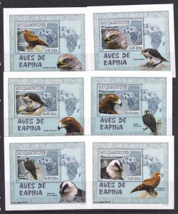 Mozambique 2007 Birds Owls  6 S/Sheets Deluxe Edition MNH