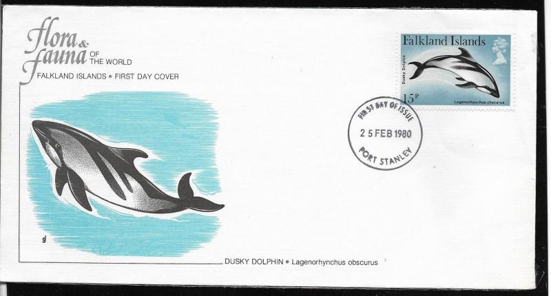 FF-71 FALKLAND MALVINAS 1980 FAUNA WHALES  FDC 