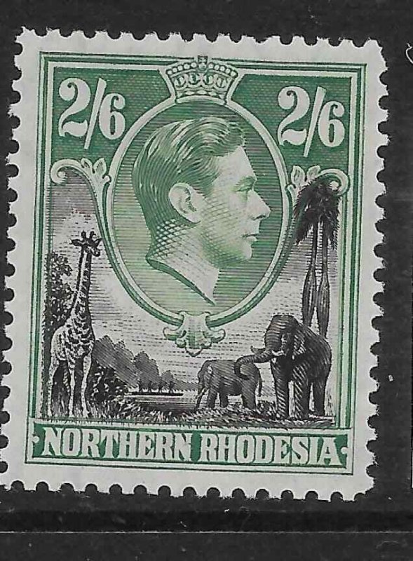 NORTHERN RHODESIA SG41 1938 2/= BLACK & GREEN MTD MINT