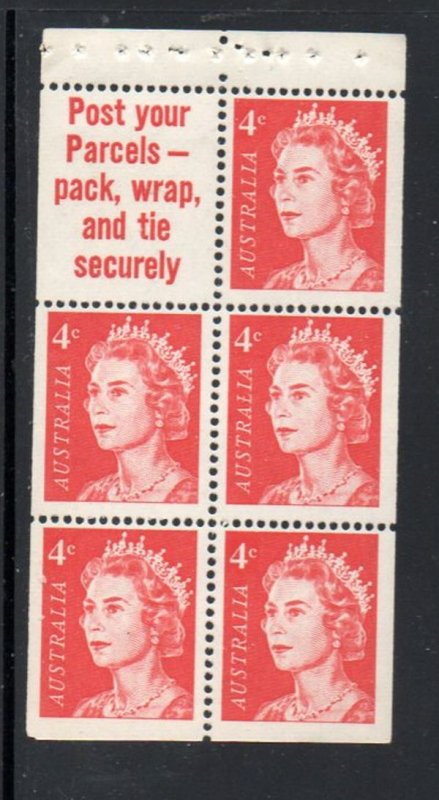 Australia Sc 397a 1966 4c QE II stamp booklet pane of 5 mint NH