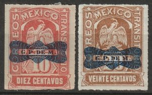 Mexico 1916 Sc 562-3 MH* (crease on 563)