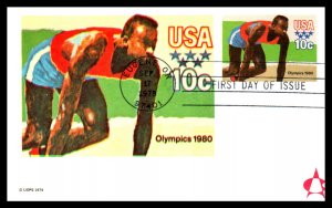 US UX80 Summer Olympics Andrews U/A FDC Postal Card