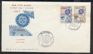 Turkey 1967 Europa Cogwheels FDC