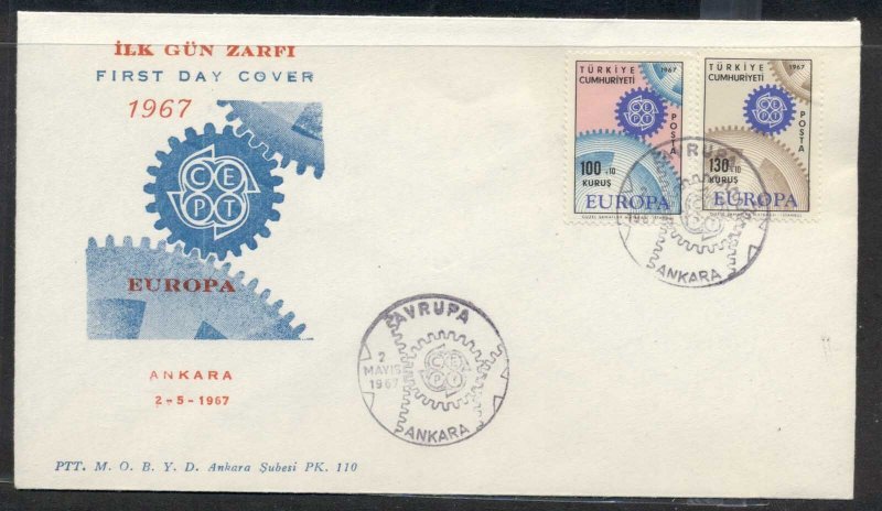 Turkey 1967 Europa Cogwheels FDC