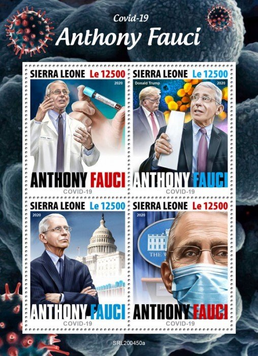 SIERRA LEONE - 2020 - Anthony Fauci, COVID-19 -Perf 4v Sheet - Mint Never Hinged