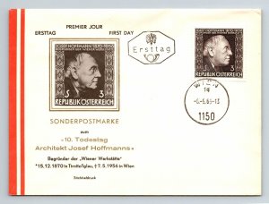 Austria 1965 FDC - 10th Death Anniv of Architect Josef Hoffmann - F13194