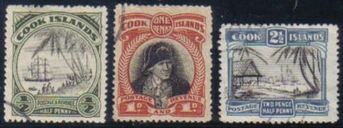 Cook Islands 1944 1/2d 1d & 2 1/2d VFU