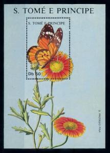 [70402] Sao Tome & Principe 1988 Flora Flower Butterfly Souvenir Sheet MNH