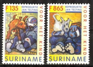 Suriname 1996 Art Paintings Dogs set of 2 MNH