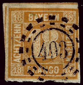 German Bavaria SC#8 Used F-VF SCV$190.00...A World of Stamps!