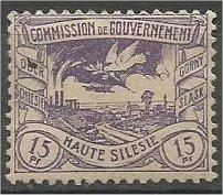 UPPER SILESIA, 1920, used 15pf, Dove with Olive: Scott 19