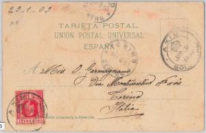 51846 - Gold Coast -  POSTAL HISTORY -  POSTCARD from AXIM to TORINO Italy 1909